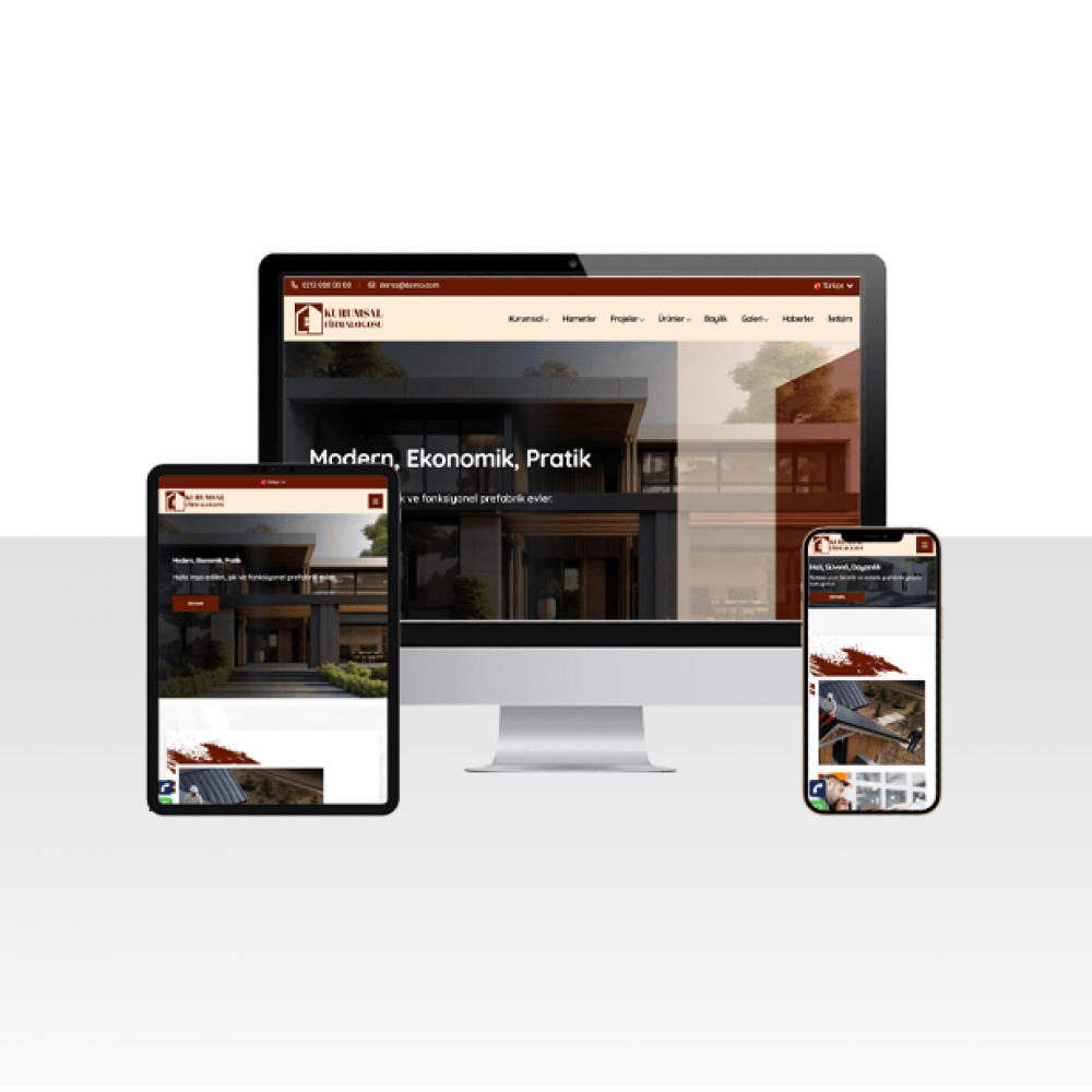 Prefabrik Firması Hazır Web Sitesi Paketi - Bordo